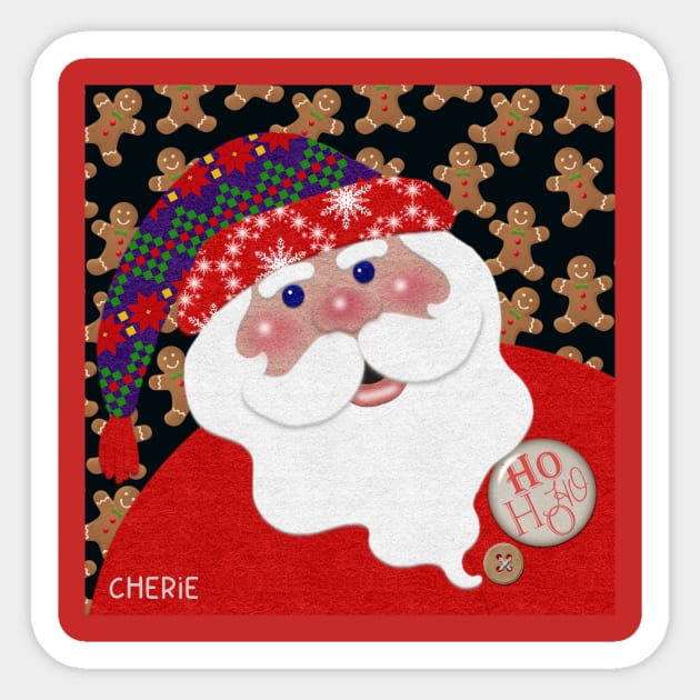 Santa and Gingerbread Cookies Sticker by CheriesArt